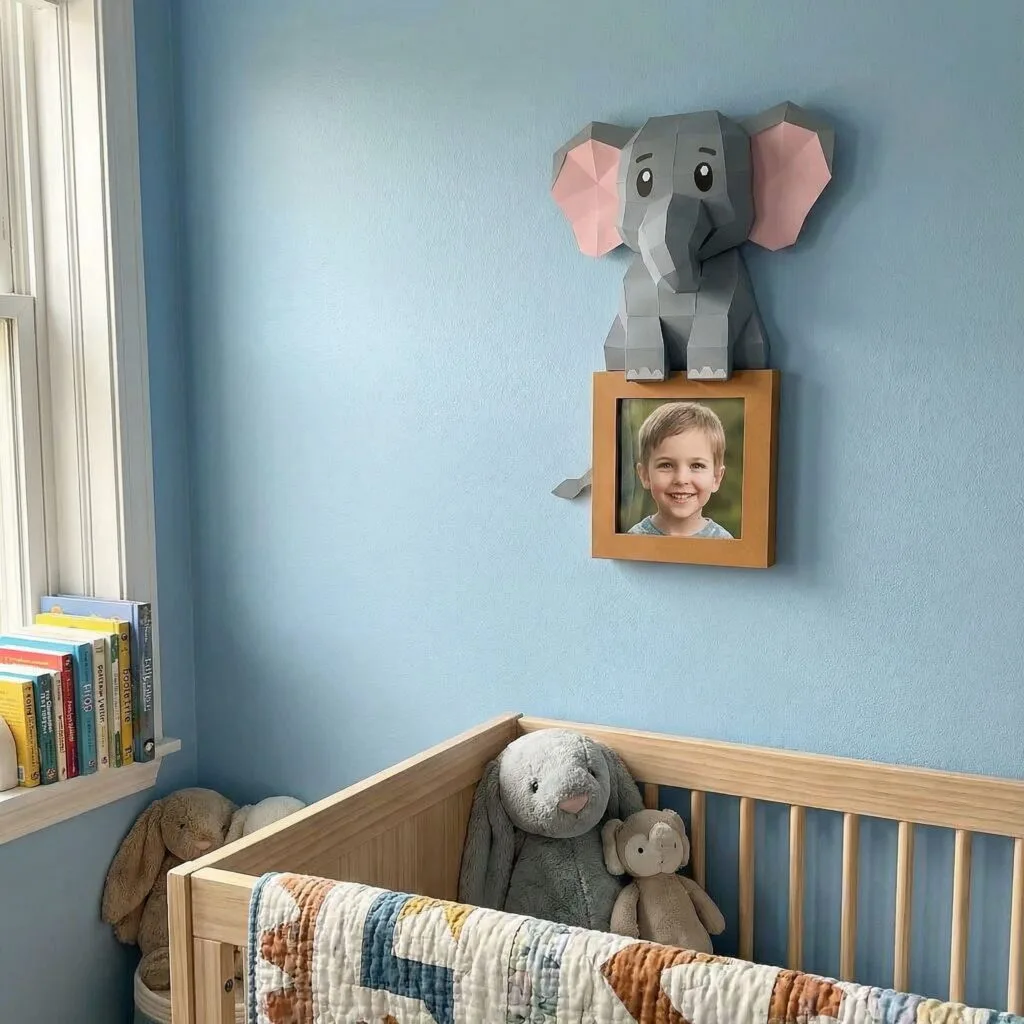 Porta-retrato de elefante em papercraft 3D