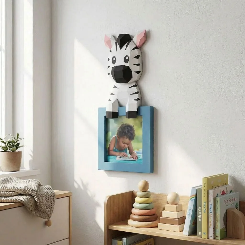 Cornice portafoto zebra in papercraft 3D