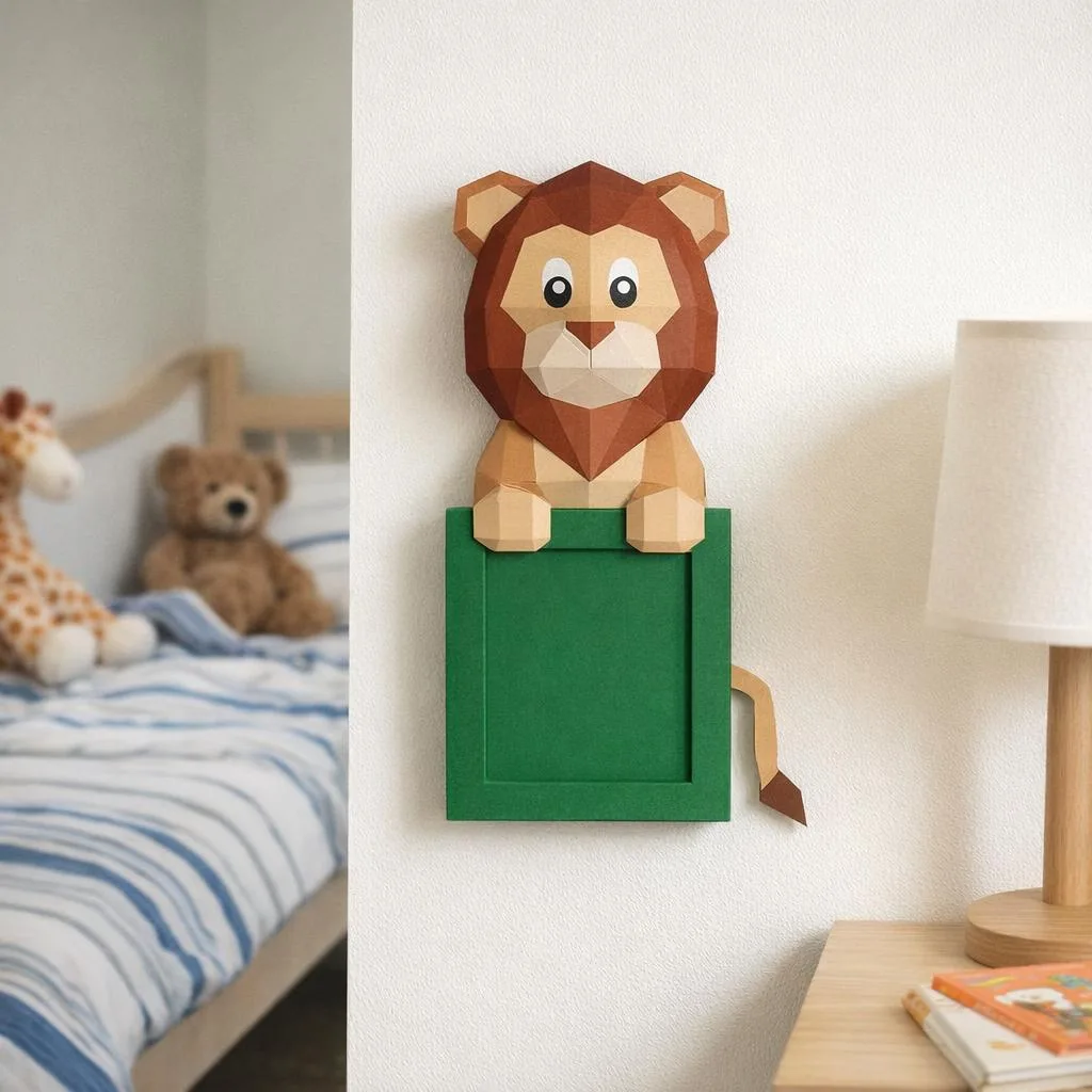 Marco de fotos león en papercraft 3D