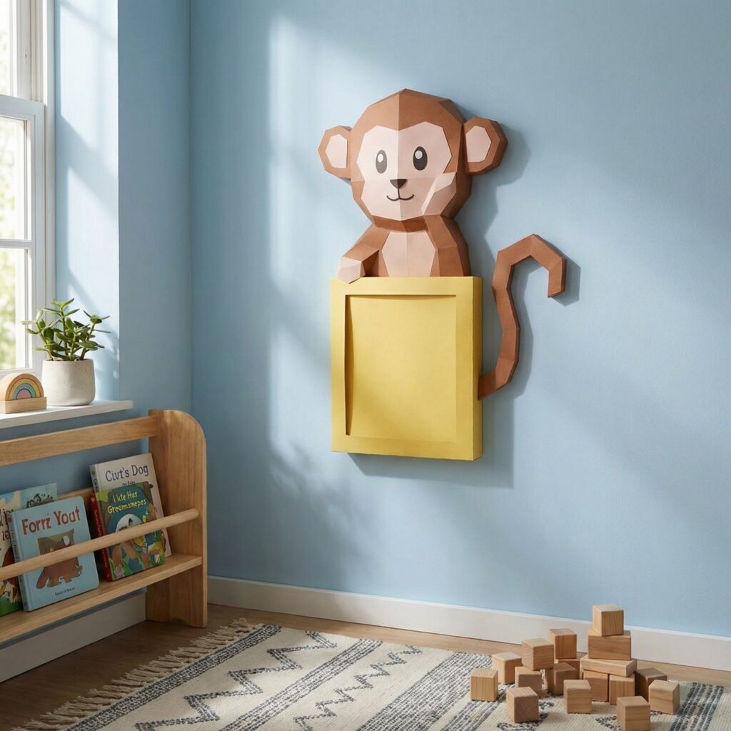 Cadre photo singe en papercraft 3D