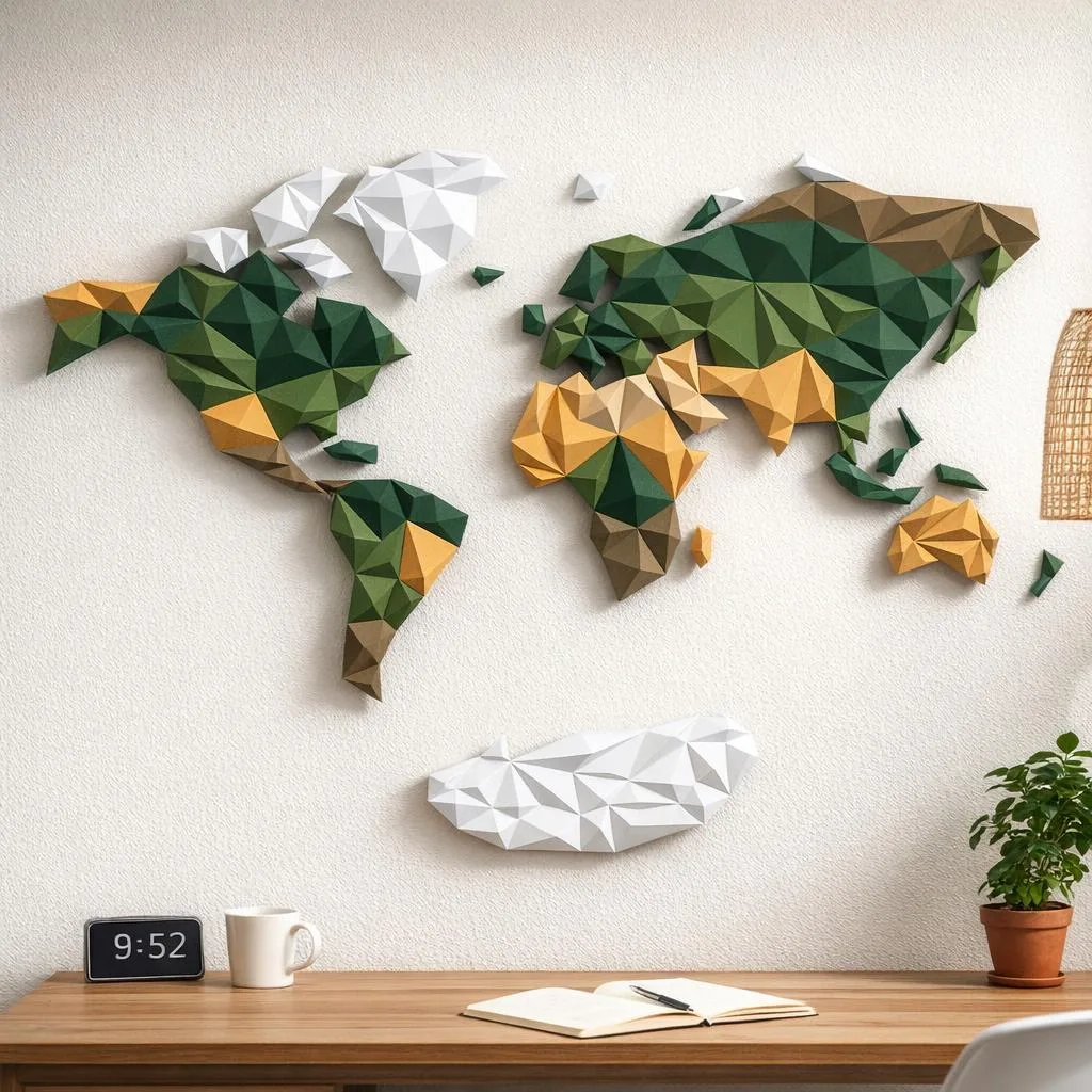 Carte du monde en papercraft 3D