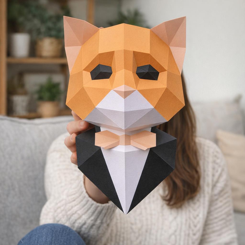 Chat en costume papercraft 3D