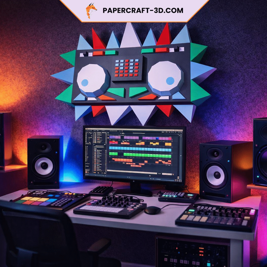 Instrument de musique batterie en papercraft 3D