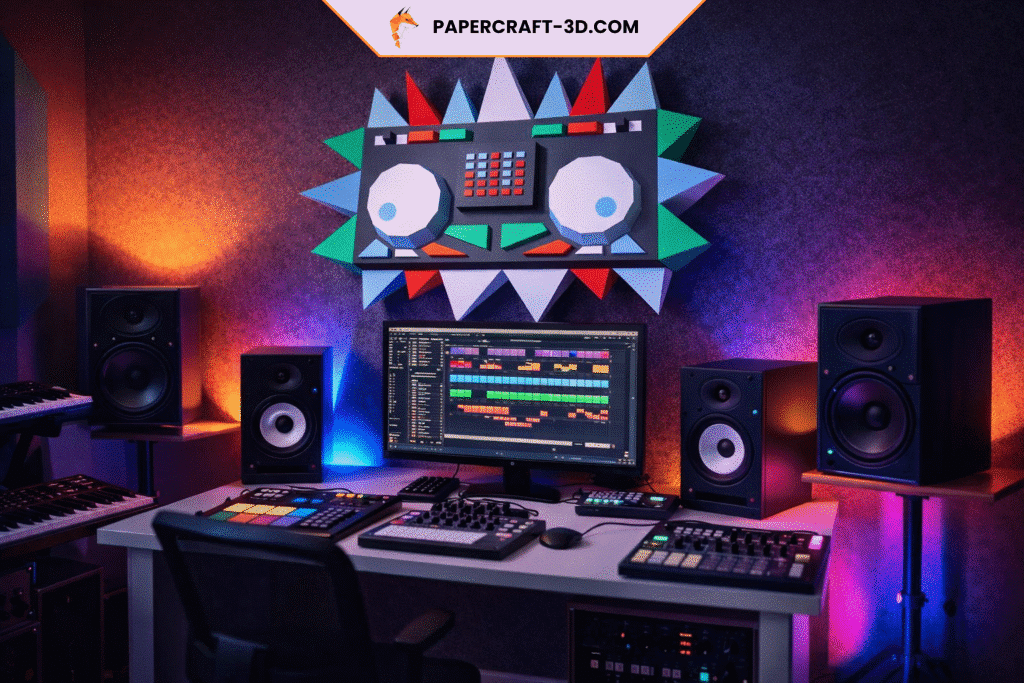 Table de Dj murale en papercraft 3D Table de Dj murale en papercraft 3D