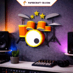 Instrument de musique batterie en papercraft 3D
