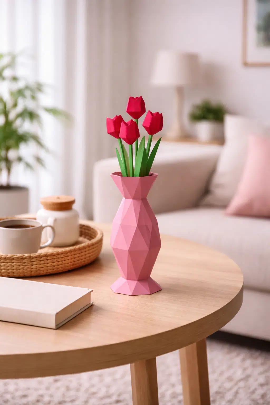 Vase avec Tulipe en papercraft 3D