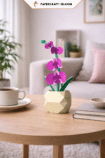 Pot avec Orchidée en papercraft 3D