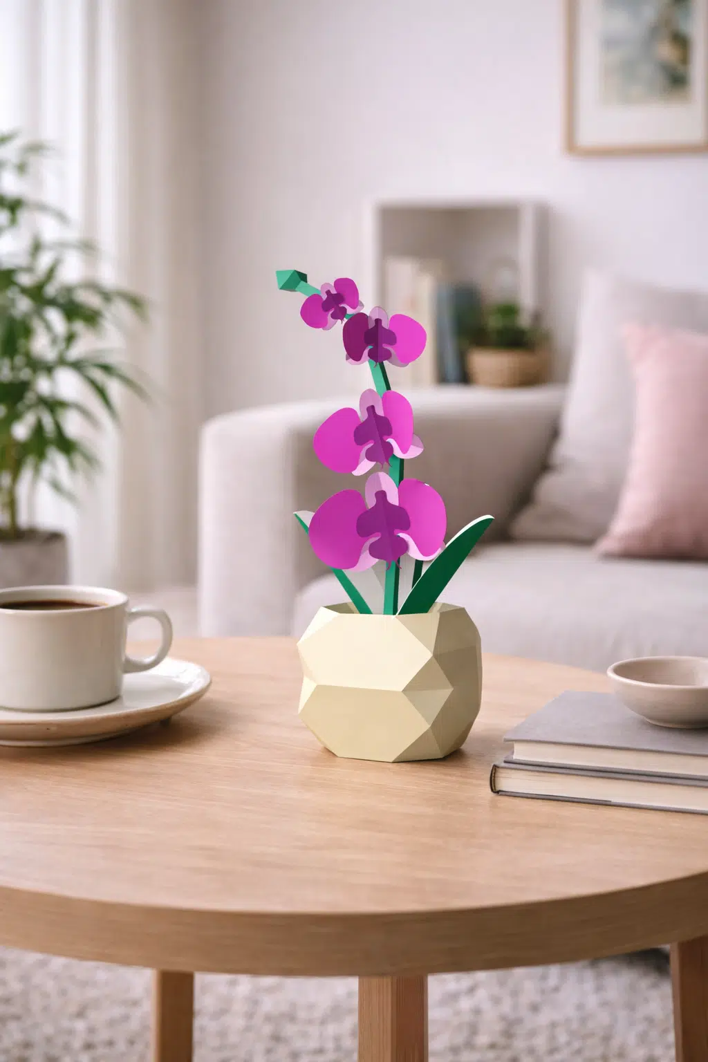 Pot avec Orchidée en papercraft 3D
