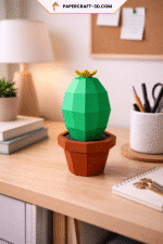 Pot avec cactus en papercraft 3D