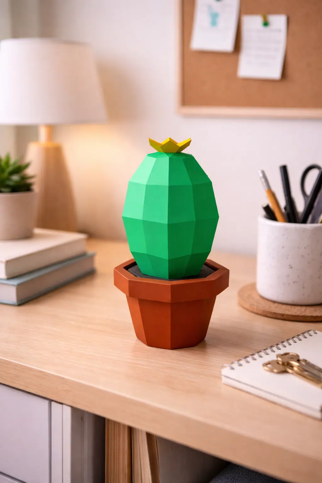 Pot avec cactus en papercraft 3D