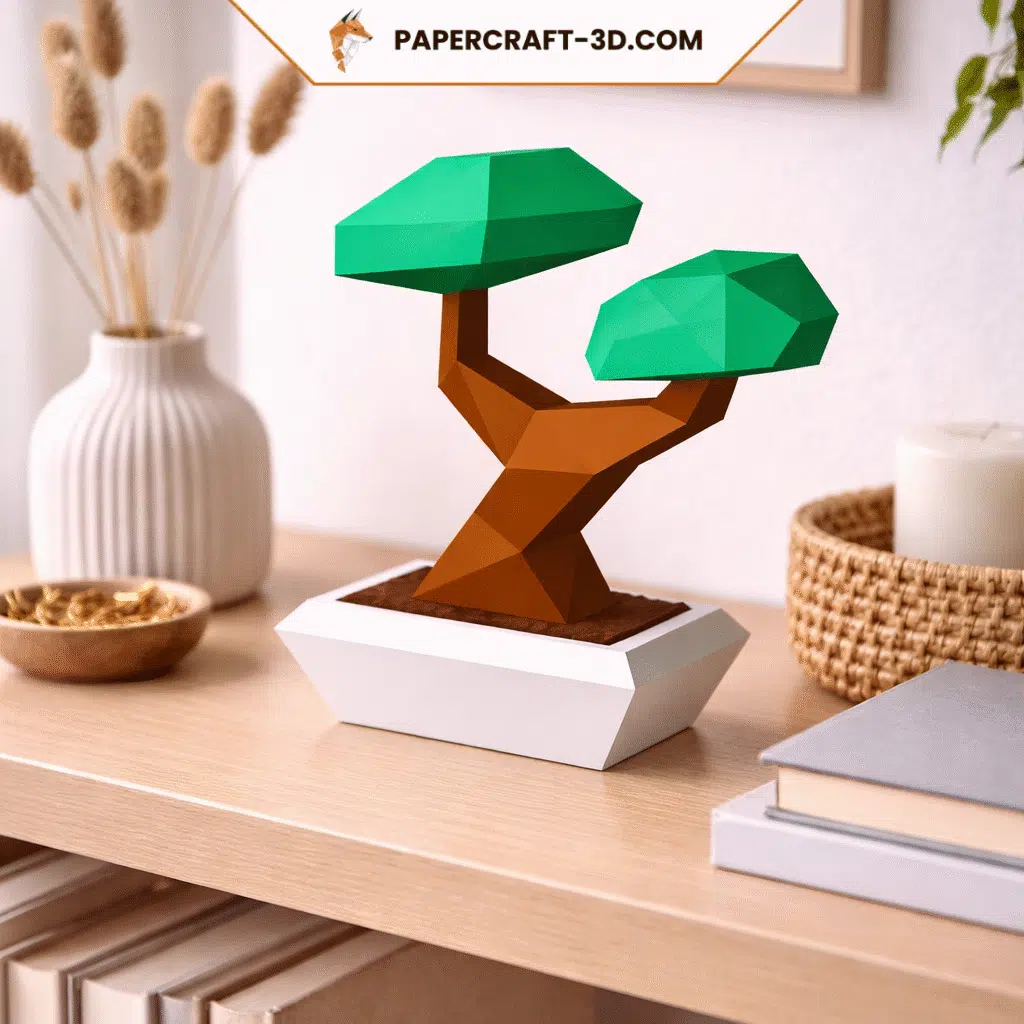 Bonsai-Baum im papercraft 3D