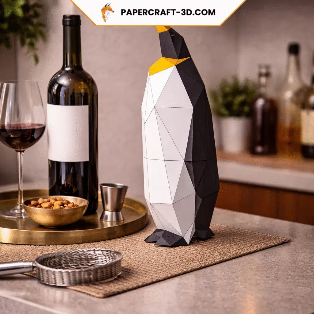 Porte bouteille de vin en forme de visage en papercraft 3D