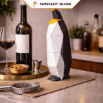 Porte bouteille de vin Pingouin en Papercraft 3D