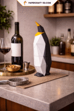 Porte bouteille de vin Pingouin en Papercraft 3D