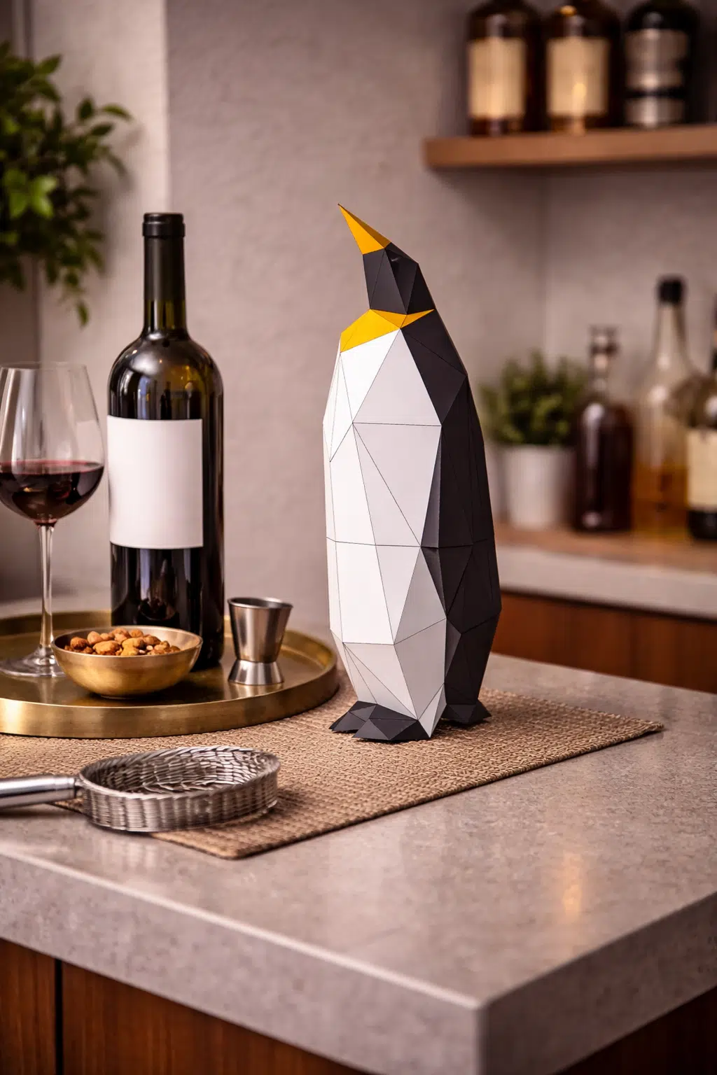 Portabotellas de vino Pingüino en Papercraft 3D