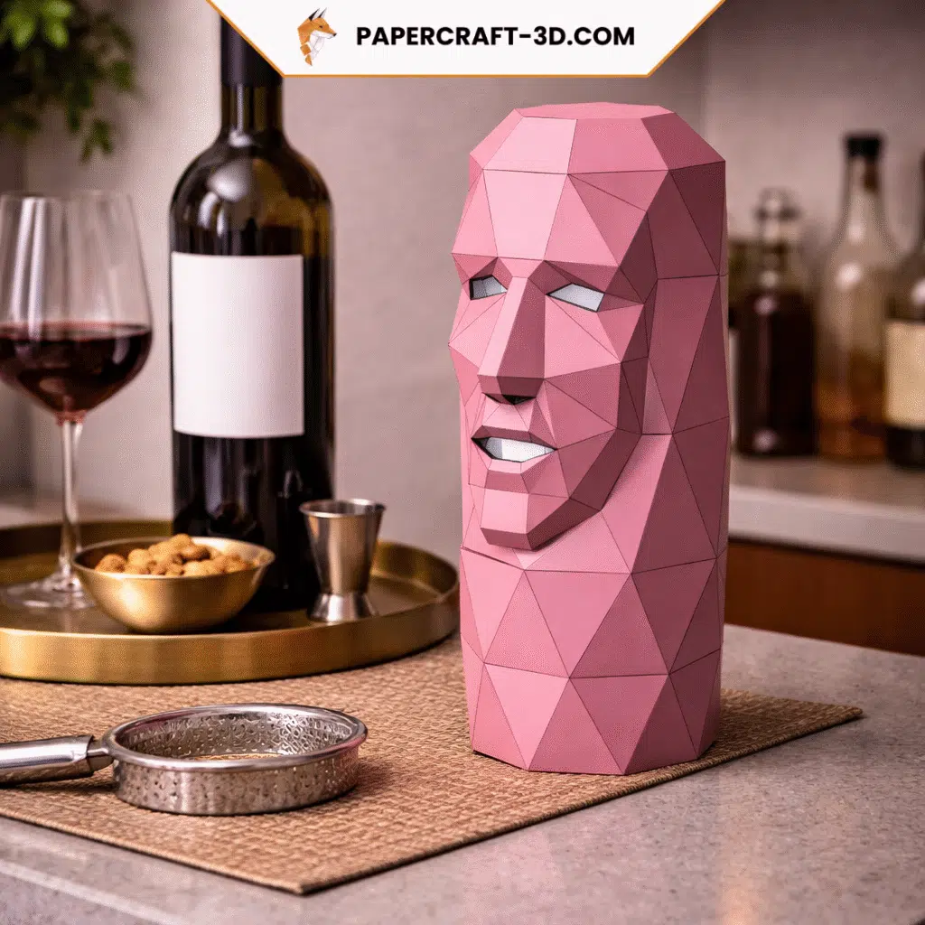 Weinflaschenbox in Bärenform im Papercraft 3D