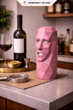 Porte bouteille de vin en forme de visage en papercraft 3D