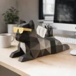 Bulldog doos voor zakdoeken papercraft 3D, weergave 2