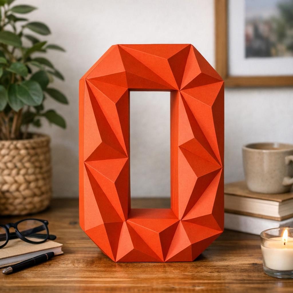 Chiffre 0 en papercraft 3D – patron PDF à imprimer pour déco d’anniversaire et projets créatifs
