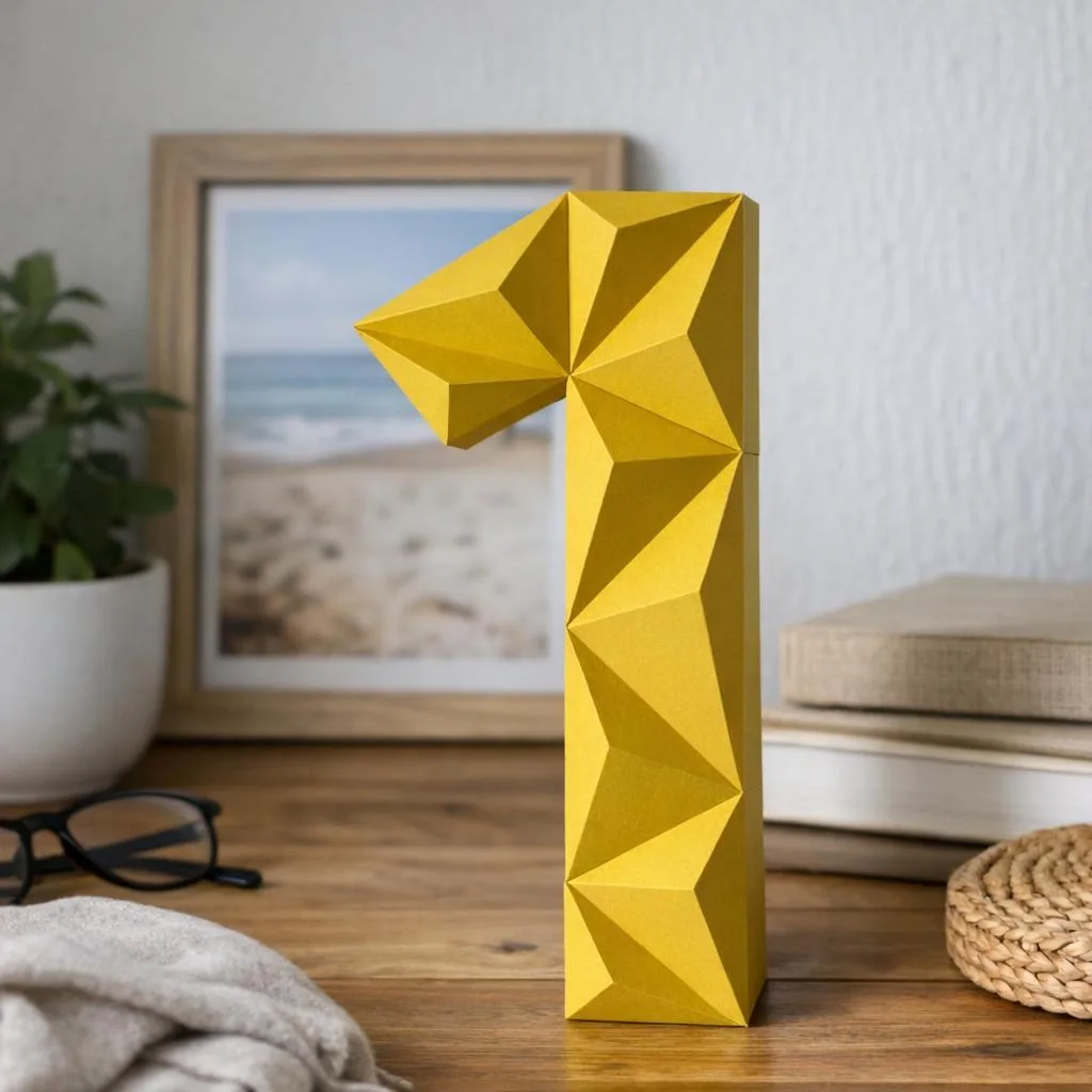 Zahl 1 aus 3D-Papercraft – PDF-Modell zum Ausdrucken für Geburtstag und festliche Deko