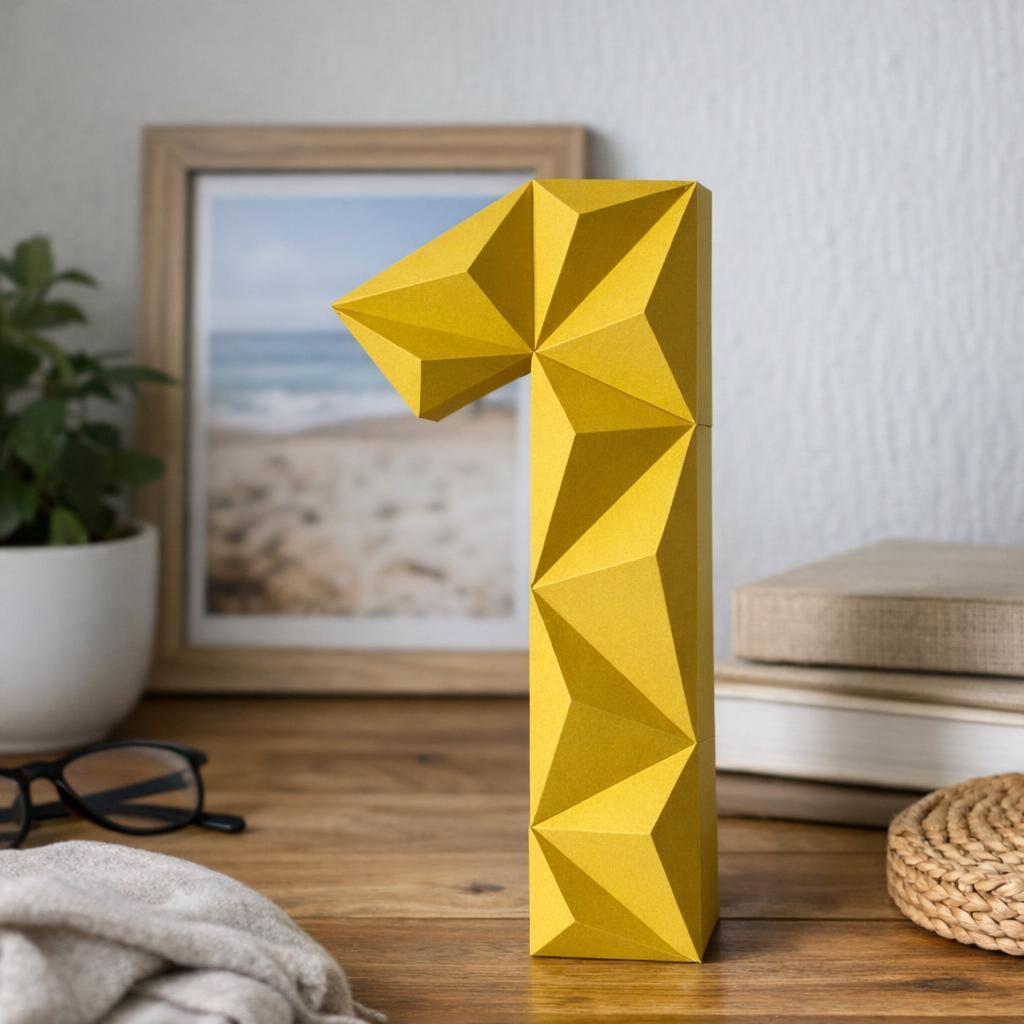 Chiffre 1 en papercraft 3D – modèle PDF à imprimer pour anniversaire et déco festive