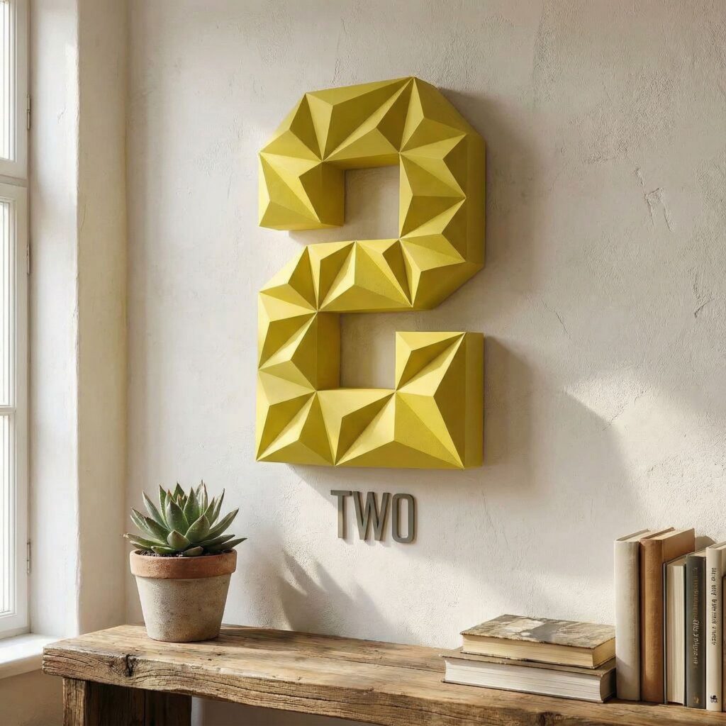 Chiffre 2 en papercraft 3D – modèle PDF à assembler pour fête d'anniversaire ou déco festive