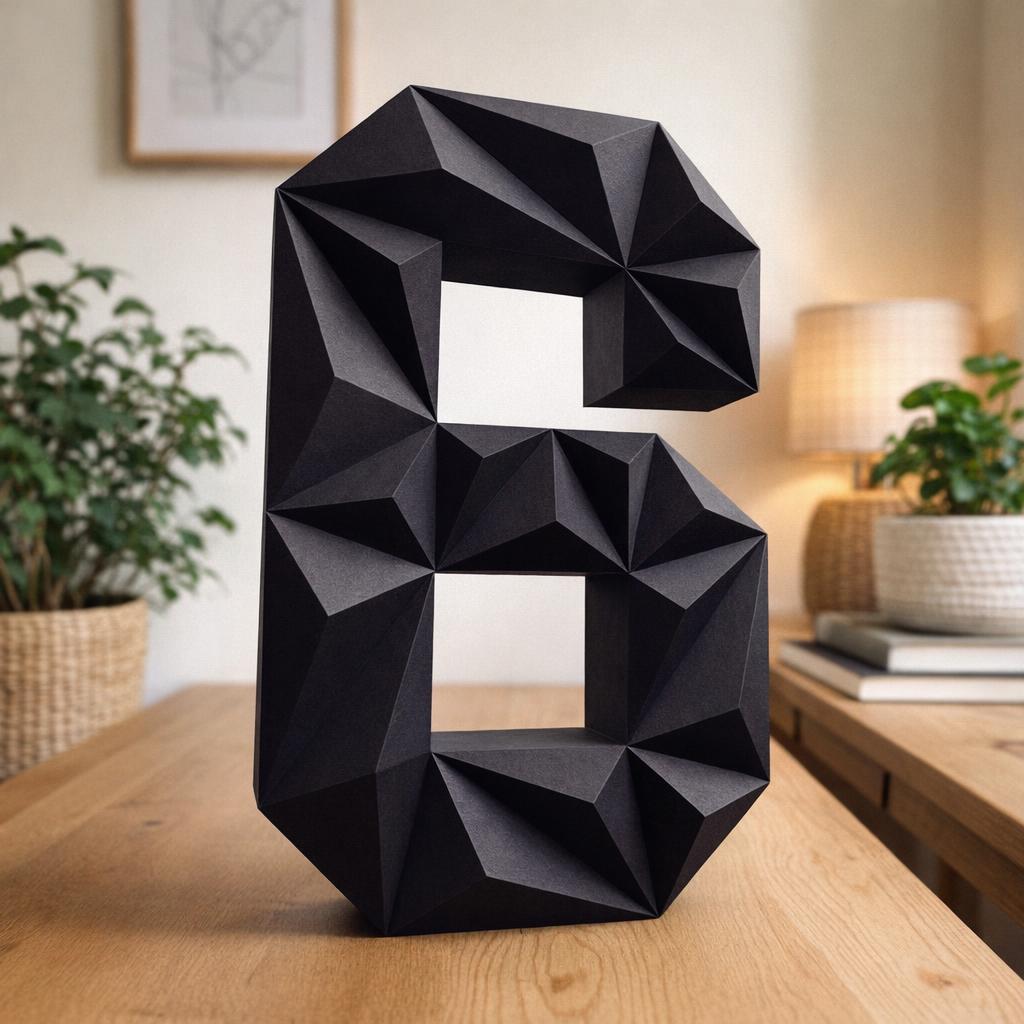 Chiffre 6 en papercraft 3D – modèle PDF à imprimer pour anniversaire et décoration