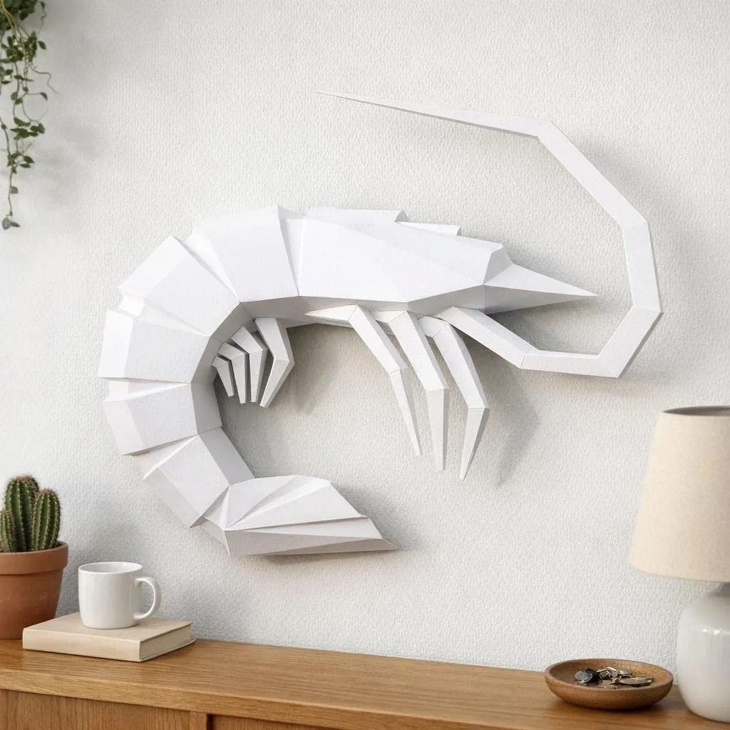 Camarón en papercraft 3D