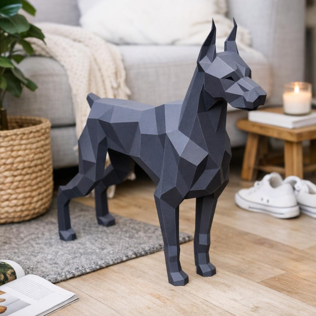 Doberman en papercraft 3D