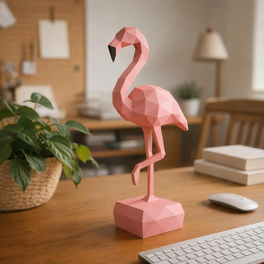 Rosa Flamingo aus 3D-Papercraft