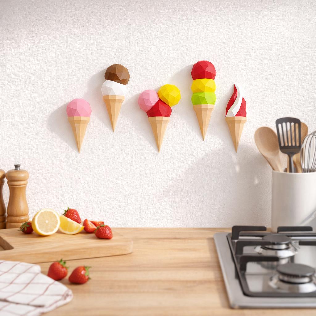 Glaces d’été en papercraft (lot de 5)