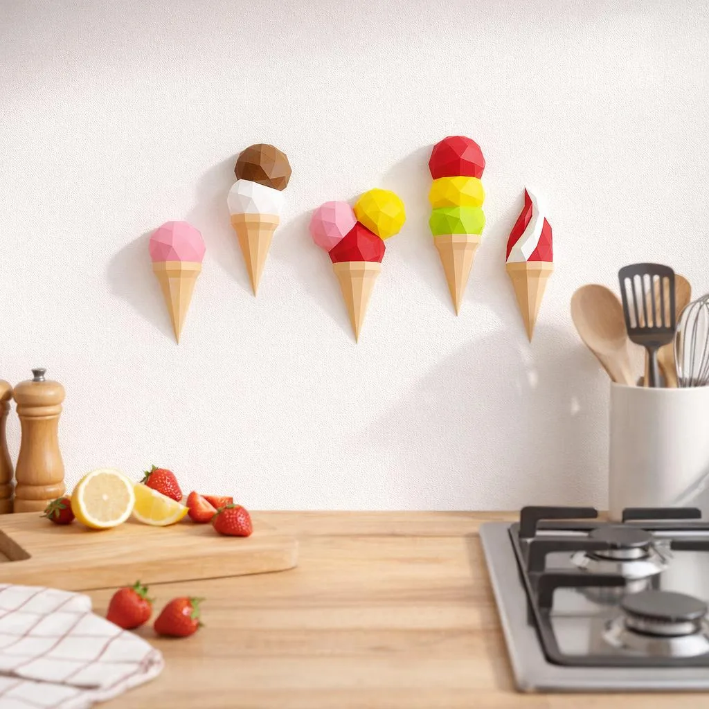 Glaces d’été en papercraft (lot de 5)