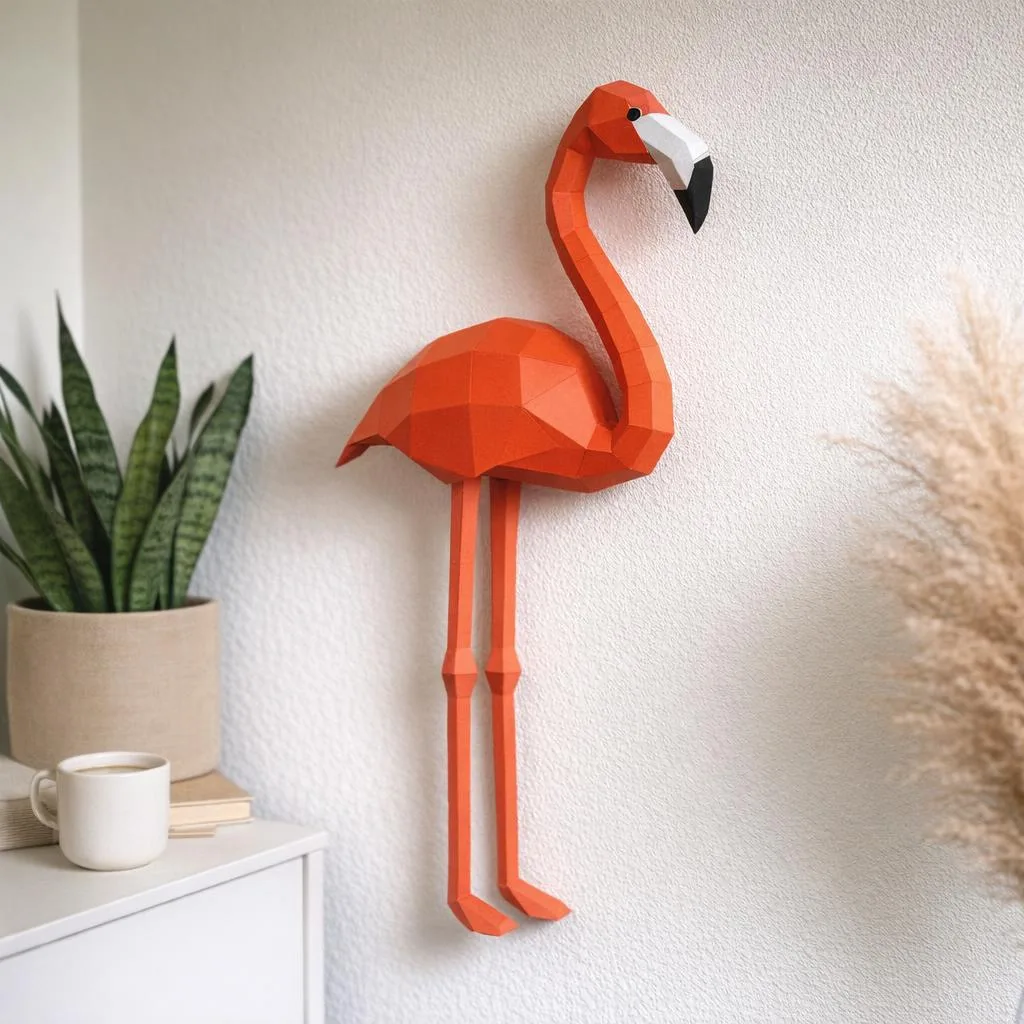 Set mit mehreren rosa Flamingos aus 3D-Origami