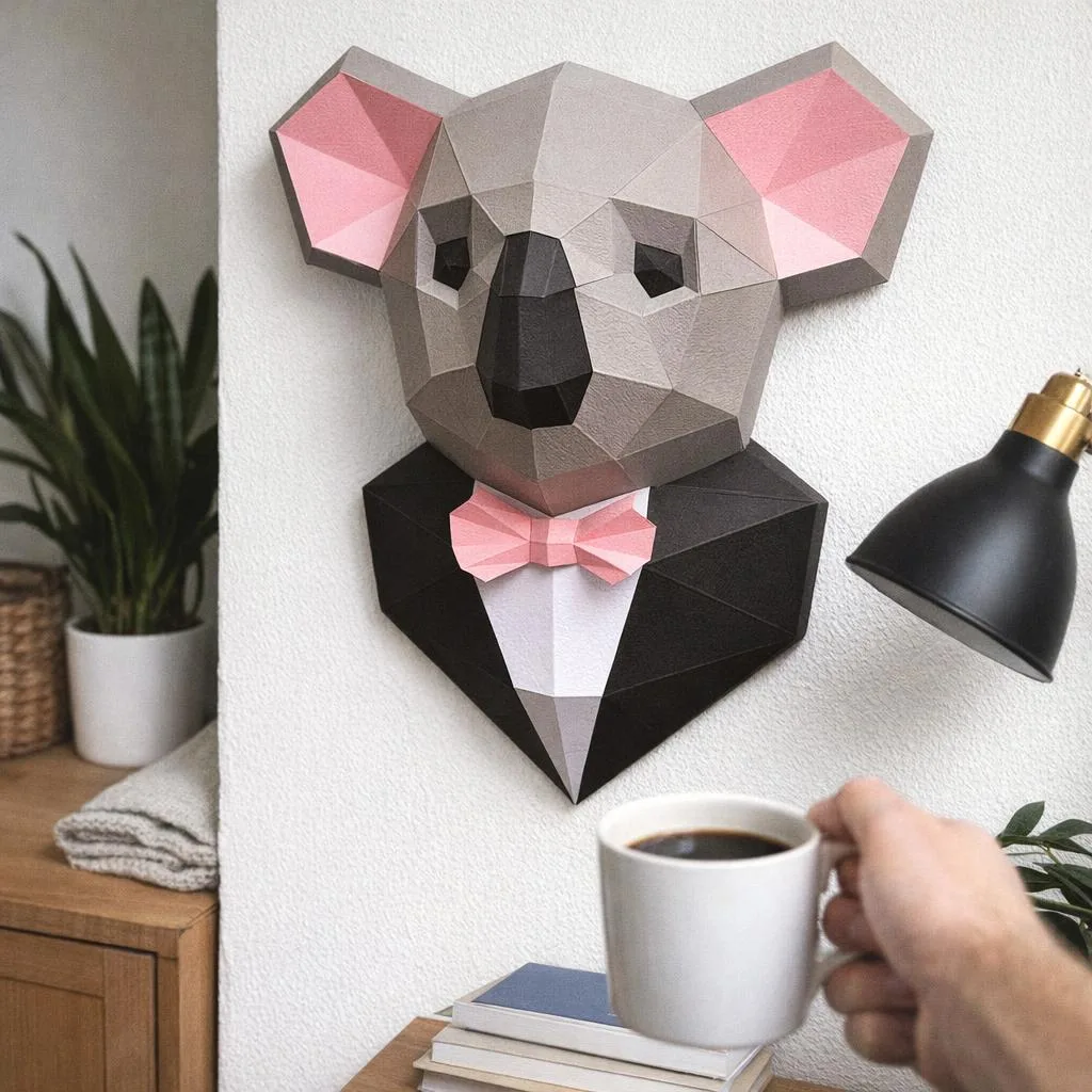 Koala im Anzug als 3D-Papercraft