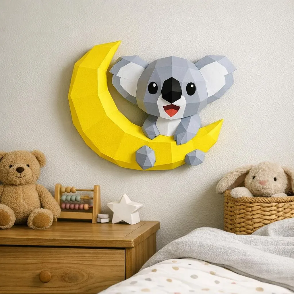 Koala sulla luna in papercraft 3D