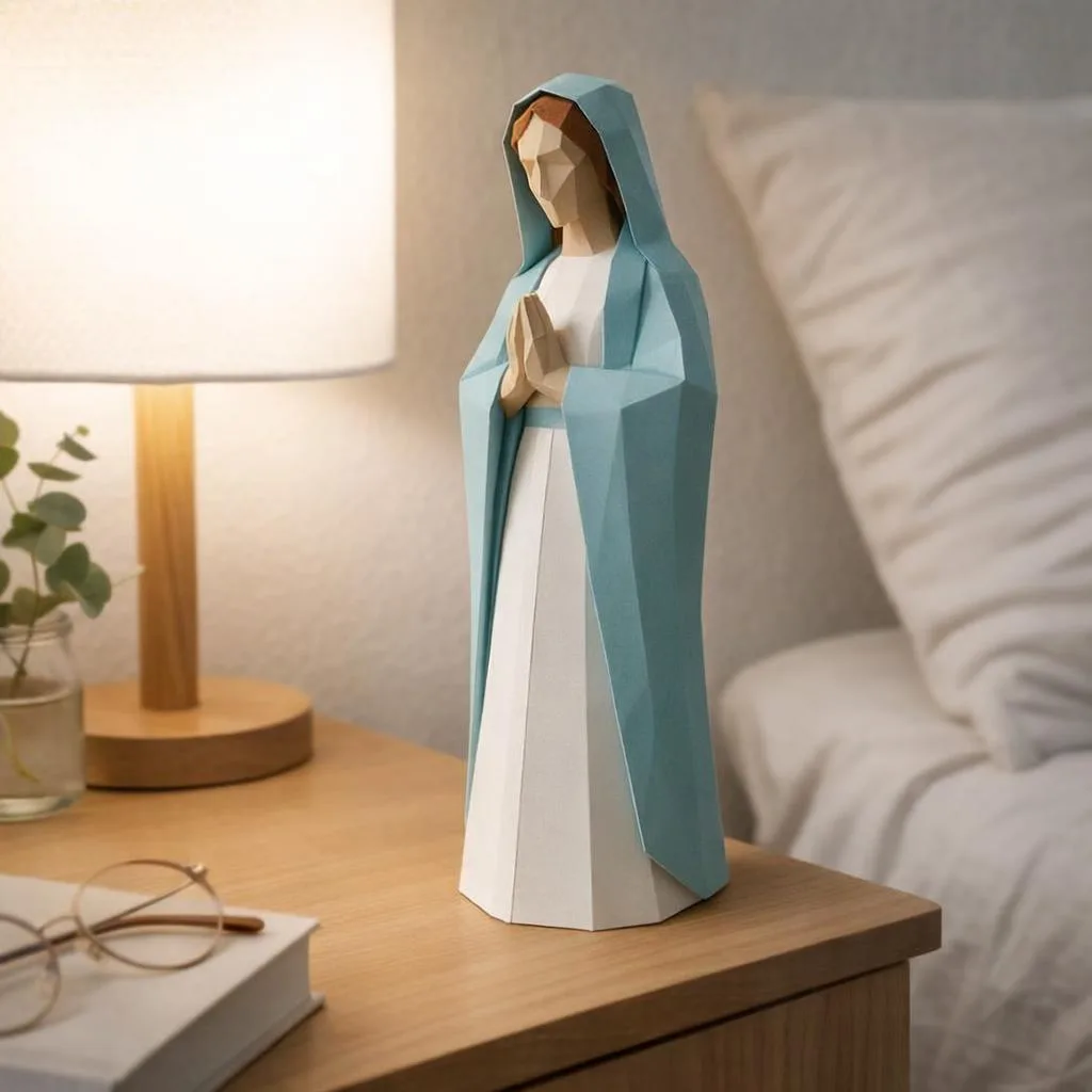 Die Jungfrau Maria – 3D-Papercraft-Statue, Sanftmut und Gelassenheit