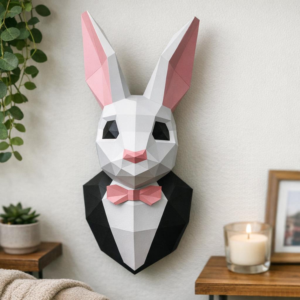 Lapin en costume en papercraft 3D