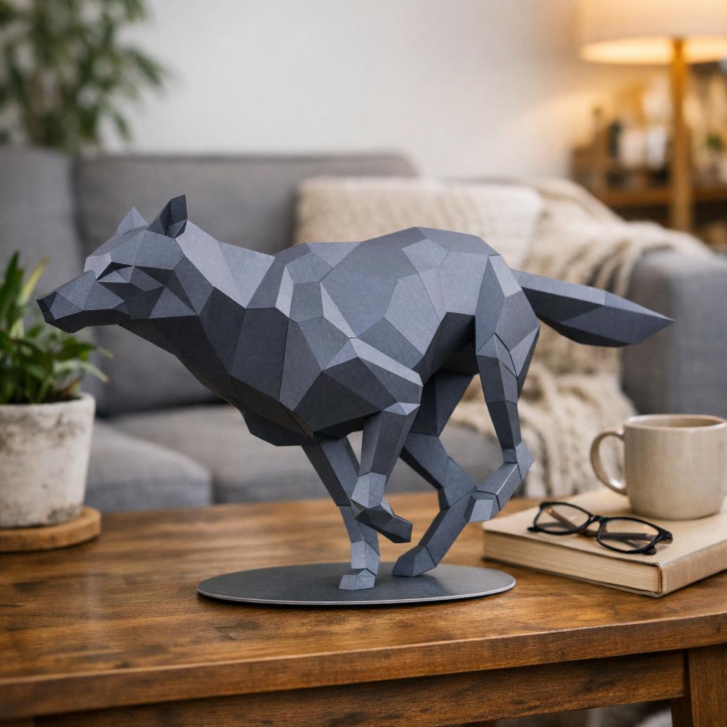 Loup en papercraft 3D à assembler