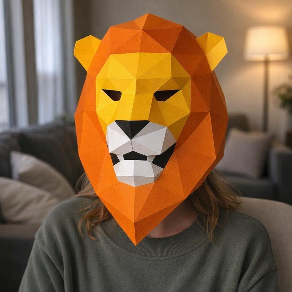 Masque de lion en papercraft 3D