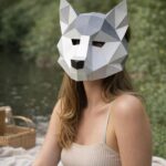 Máscara de lobo em papercraft 3D