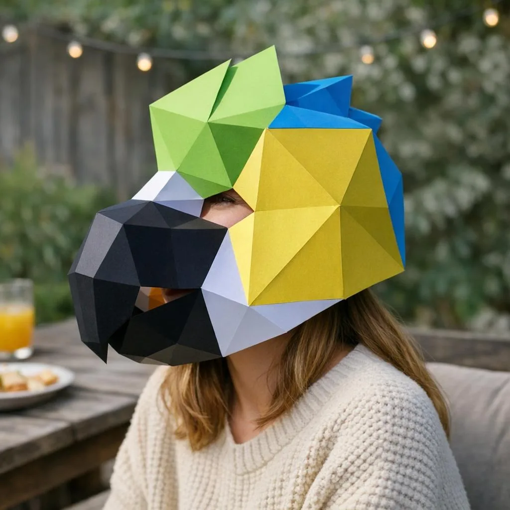 Masque de perroquet en papercraft 3D