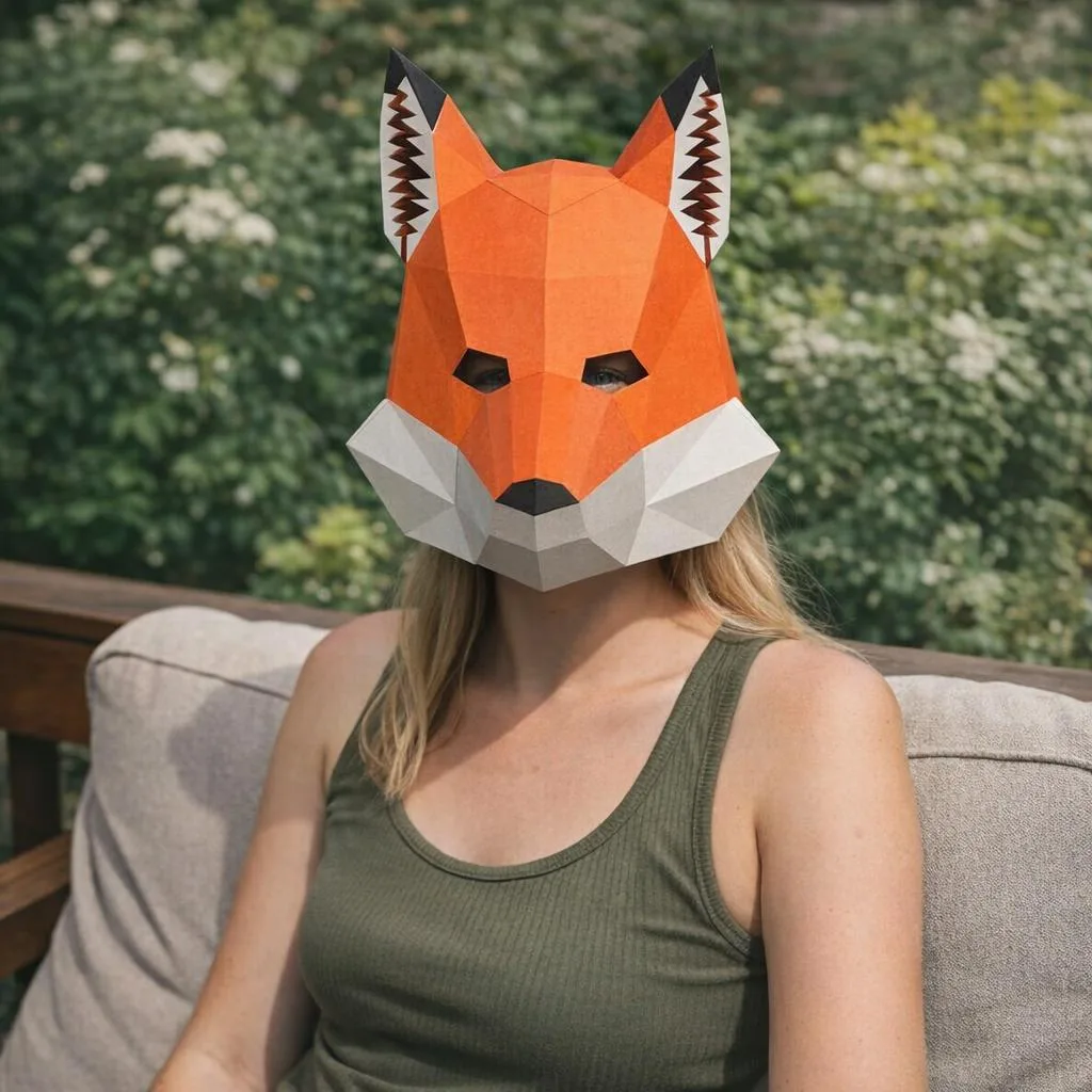 Máscara de raposa em papercraft 3D