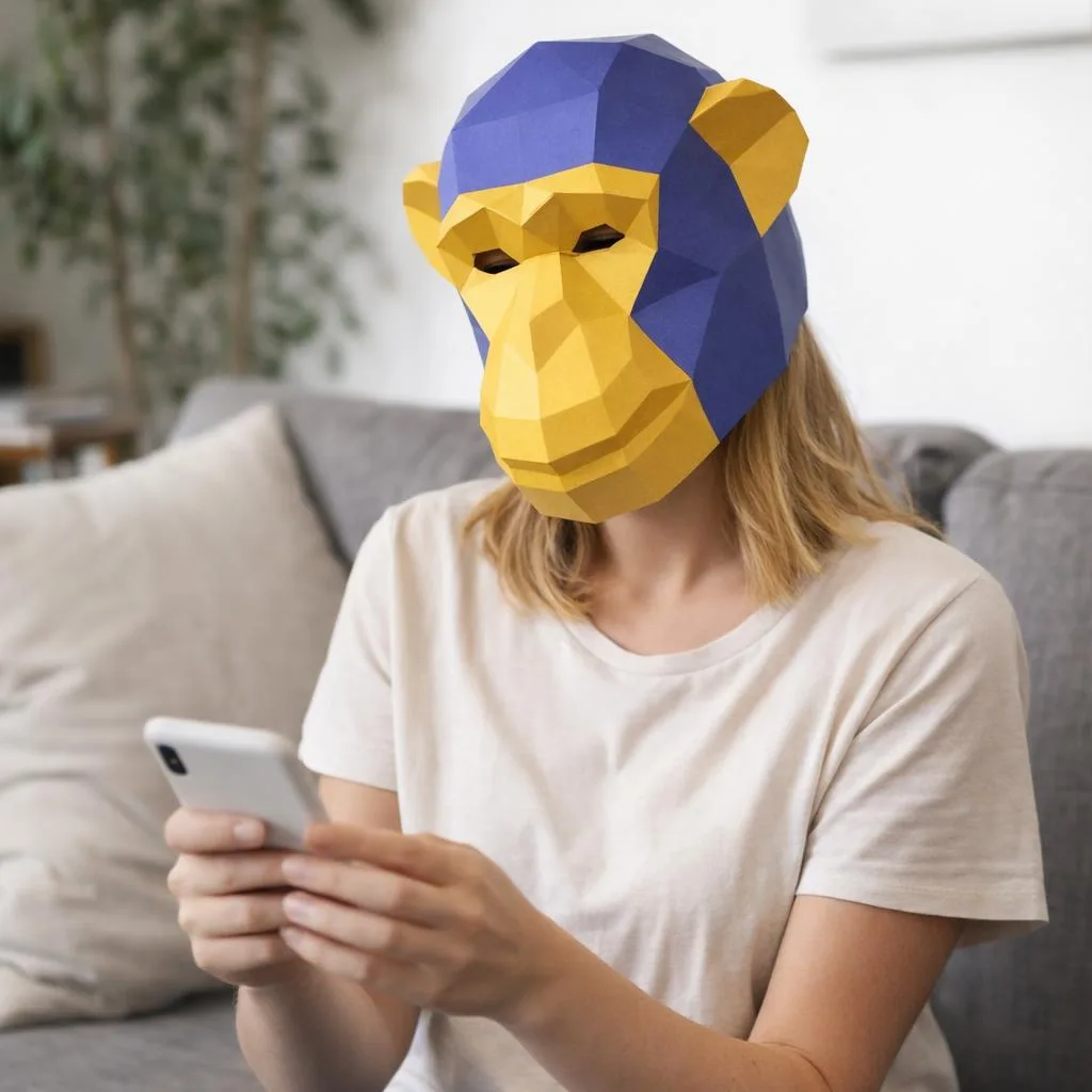 Maschera da procione bianca e nera in papercraft 3D