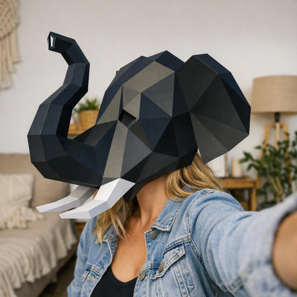 Masque d'éléphant en papercraft 3D