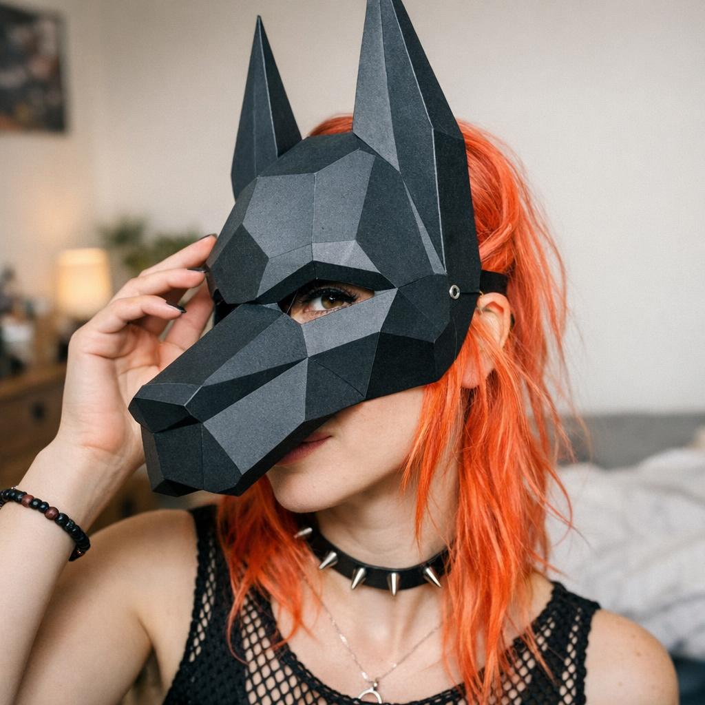 Masque Doberman en papercraft 3D