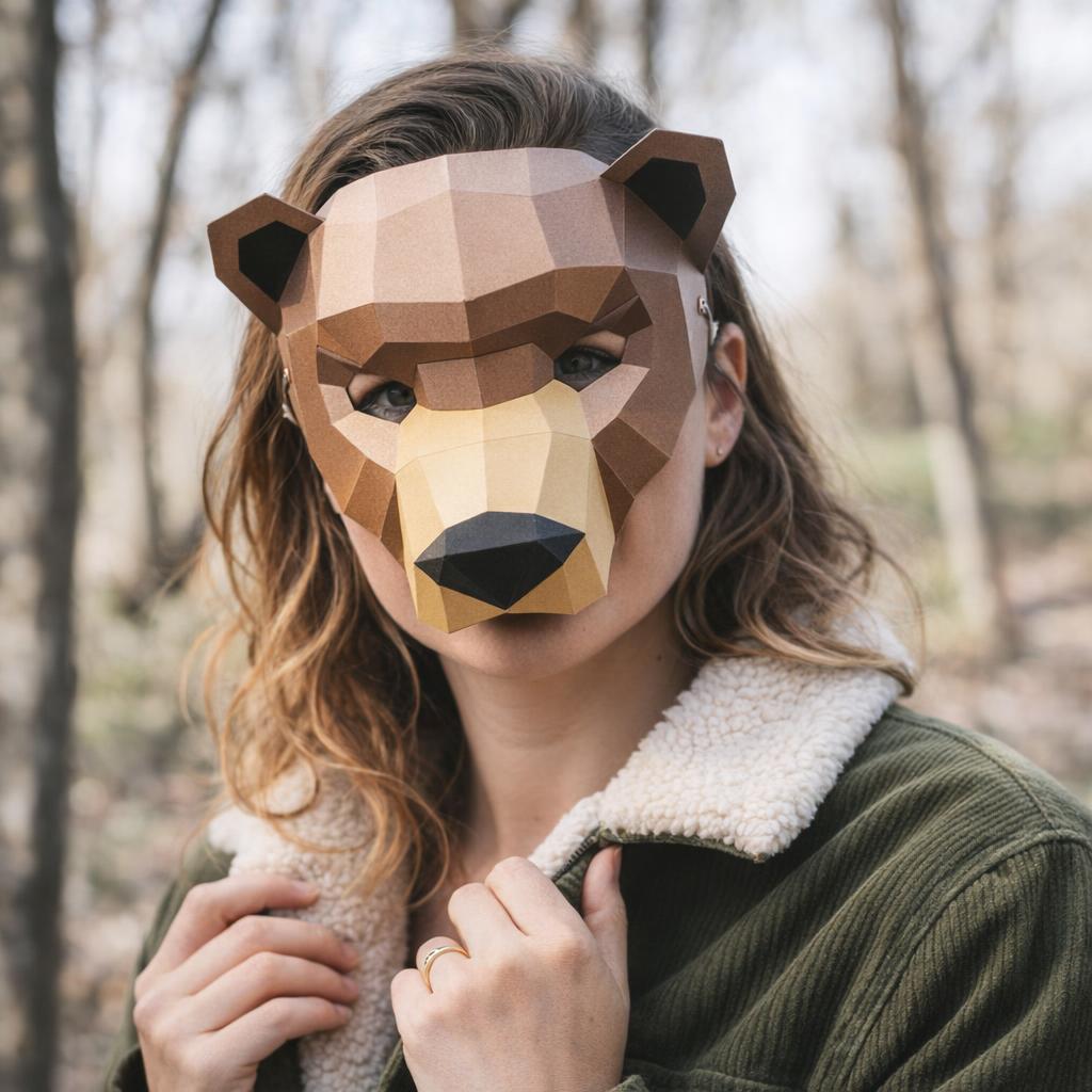 Masque d'ours en papercraft 3D