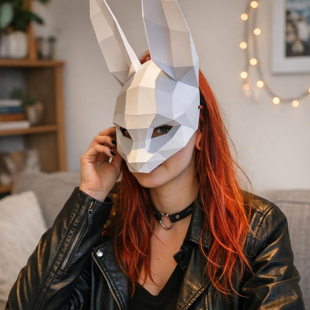 Masque lapin 3D en papercraft