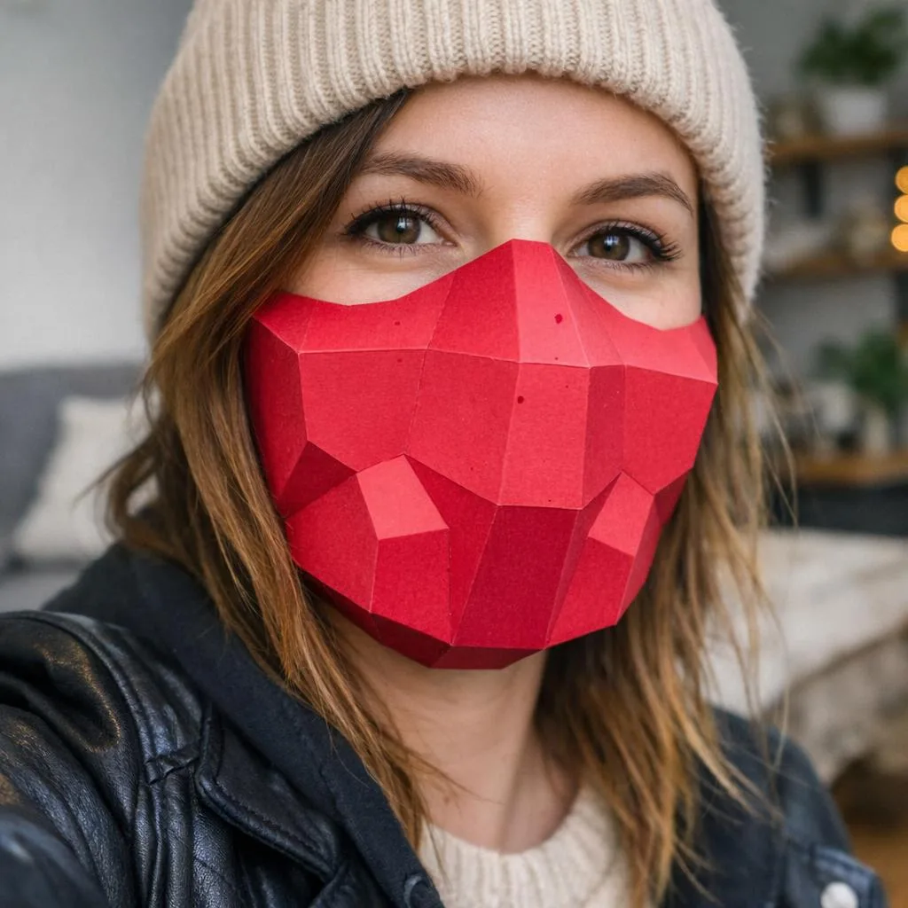Rote polygonale 3D-Papercraft-Maske Halloween