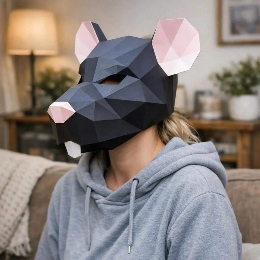 Máscara de rata en papercraft 3D