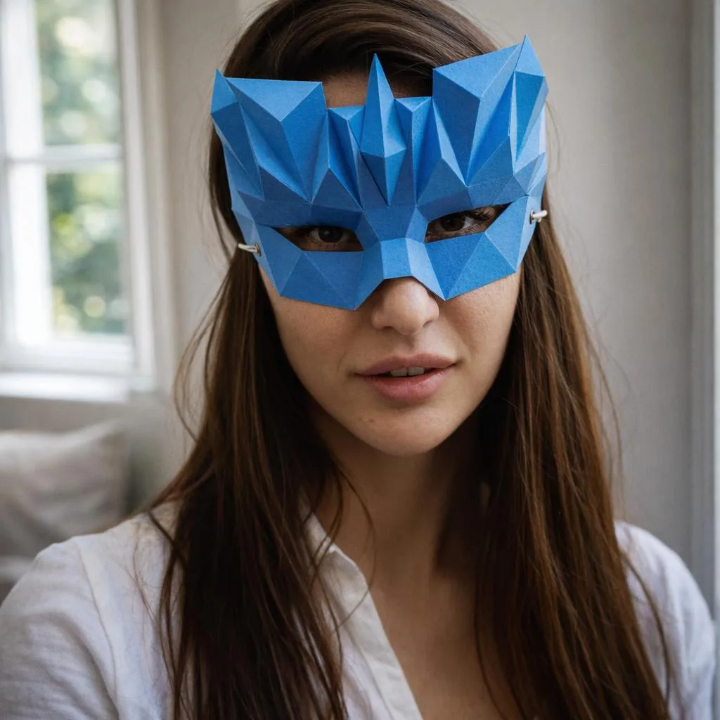 Blauw Venetiaans masker in 3D-papercraft
